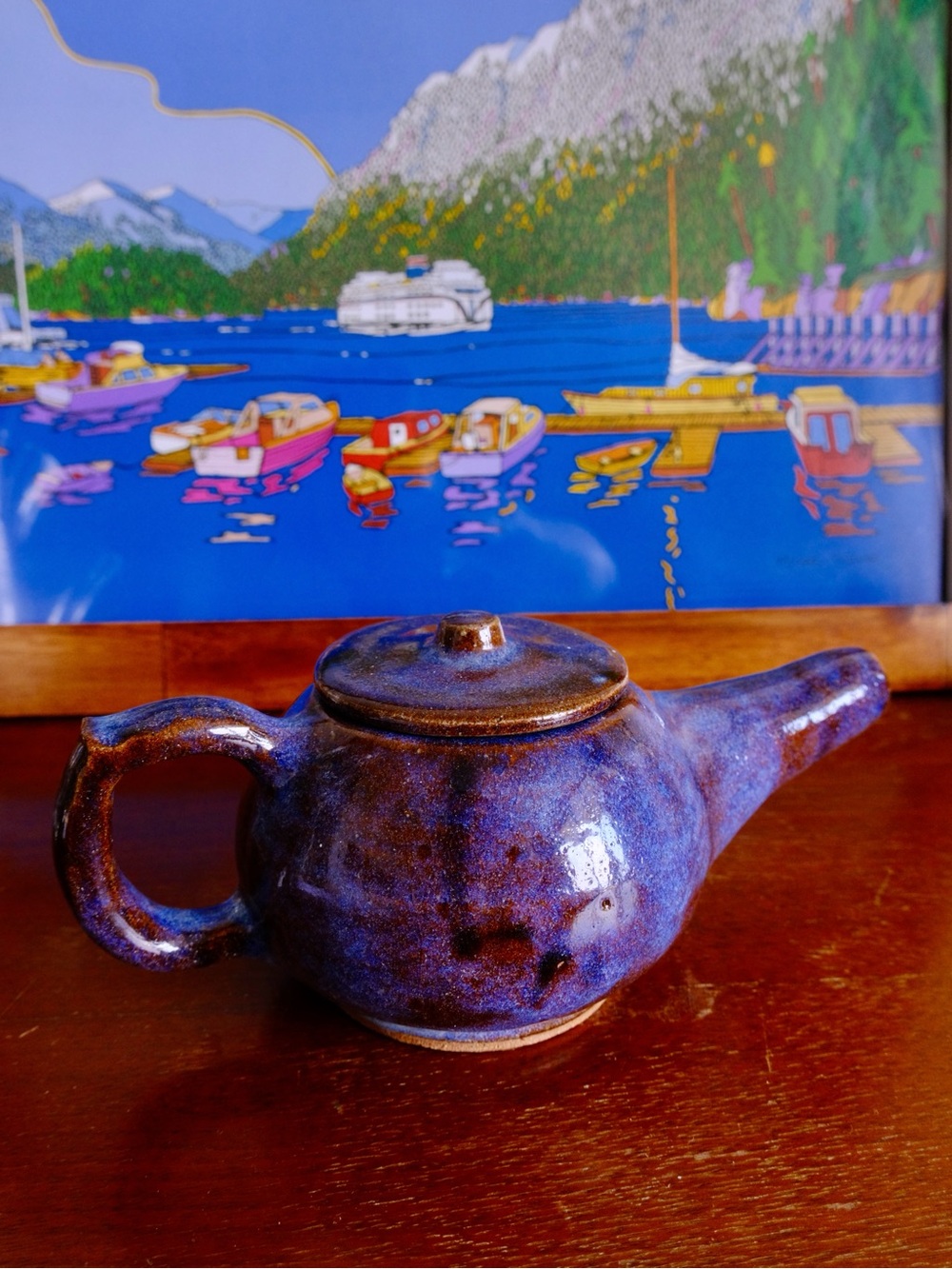 Handmade ceramic tea pot with lid